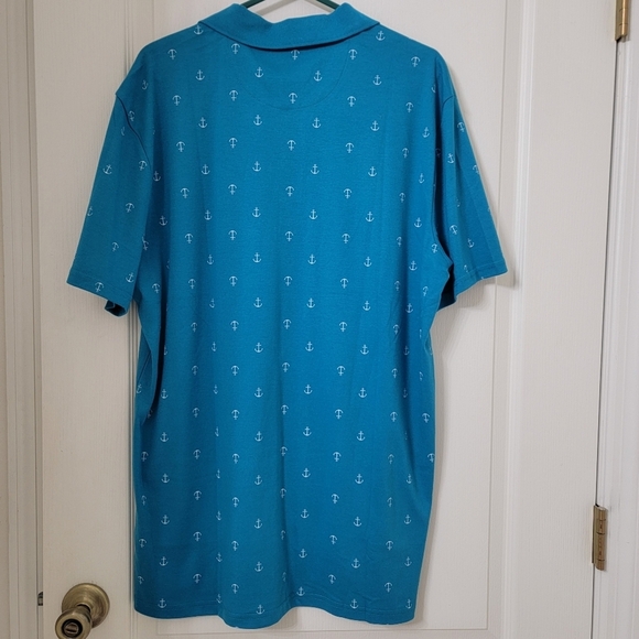 Tackle & Tides Size L Bright Blue with White Anchor Pattern Polo Style Shirt NEW - Picture 3 of 10